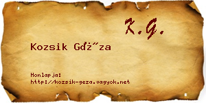 Kozsik Géza névjegykártya